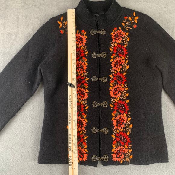Sarah Spencer Wool Embroidered Floral Jacket Black Boho Cottagecore PS - Picture 4 of 6